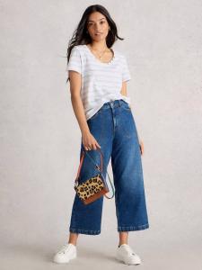 Футболка Nadia в полоску с рельефной вязкой White Stuff, White/Multi