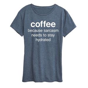 Женская футболка с рисунком Coffee Sarcasm, цвет Heather Blue