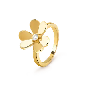 Кольцо Van Cleef & Arpels Frivole, 1 цветок, маленькая модель, 18-ct желтое золото, бриллиант