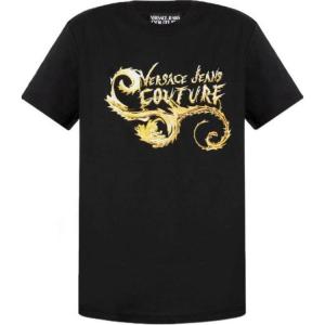 Футболка с принтом логотипа VERSACE JEANS COUTURE, черный