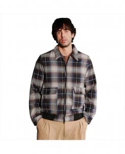 Мужская темно-синяя клетчатая куртка на молнии Campus Sutra, Blue