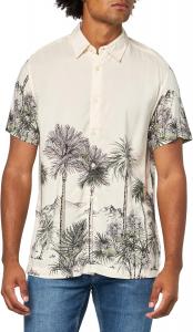 GUESS Мужская короткая рубашка Eco Rayon Palm Canyon, Salt White