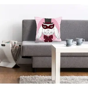 Декоративная подушка queence Bunny Holmes с детективным зайцем Queence, Rot/pink + bedruckt