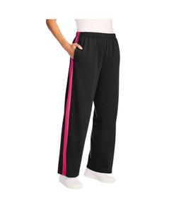 Женские брюки прямого кроя из хлопковой французской махровой ткани Within с боковыми полосками Woman Within, Black raspberry sorbet