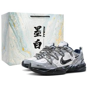 Nike Air Monarch 4 амортизация устойчивость к истиранию увеличивающие высоту низкие массивные кроссовки unisex черный белый серый