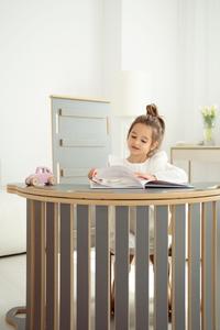 3в1 БОЛЬШАЯ качалка Монтессори с ручками + БОЛЬШАЯ горка ЛЕСТНИЦА + столешница - серый tupti.wood