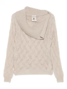 Кабельный джемпер с круглым вырезом Semicouture, бежевый