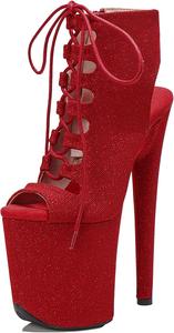 Женские экзотические ботильоны для пол-дэнс WUXIN H&P, на высокой платформе, с высоким каблуком 8 дюймов, на шнуровке, Red