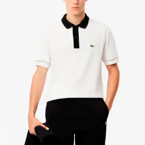 LACOSTE Polo Shirt Men's White Polo Collar Moderate