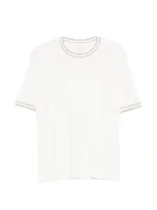 Футболка с ребристой отделкой Eleventy, белый