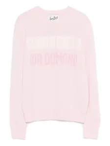 Вязаный джемпер с рифленой отделкой и надписью Mc2 Saint Barth, розовый