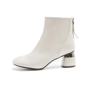 Ботинки женские на каблуке 5,5 см из коровьей кожи PIERCE GENTRY, экрю (fleece-lined)