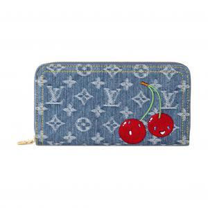 LOUIS VUITTON X Takashi Murakami Cherry Zippy Wallet Denim Monogram