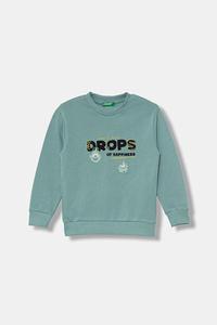 Детская хлопковая толстовка United Colors Of Benetton, бирюзовый