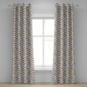 Подводная штора на люверсах ABAKUHAUS, повторяющийся минималистичный рисунок с разноцветными рыбками, декоративная двухпанельная штора на окно, 280 см x 175 см, разноцветная Abakuhaus