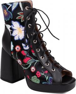 Generic Женские ботильоны YUE с открытым носком, короткие ботинки с цветочным принтом, платформа, ботильоны на шнуровке, сандалии, белые, черные, змеиный принт, размеры 5-12