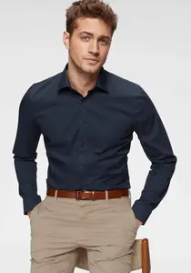 Деловая рубашка OLYMP "№. Шесть супертонких", легко гладится, цвет морской волны