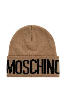 Шерстяная шапка с логотипом Moschino, коричневый