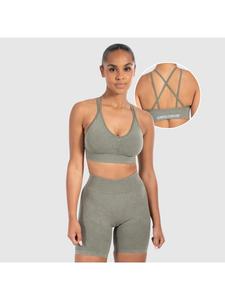 SMILODOX Спортивный бюстгальтер Batik Acid Cross оливкового цвета