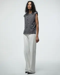 Футболка с аппликацией на плечах Sfera, темно-серый