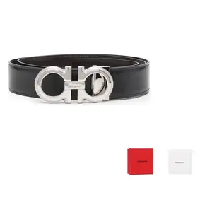 Ferragamo Кожаный ремень мужской шириной 3.5 см, Black