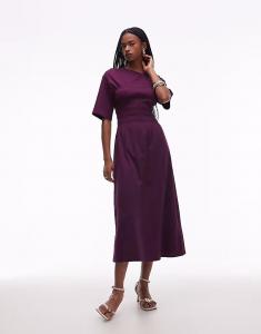 Платье мидакси из джерси & Other Stories с корсетом-рюшами в цвете ягодного бордо