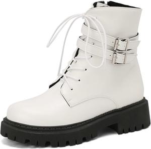 Ботинки DINTAHA Chunky Combat, готические платформенные ботинки, с шнуровкой, ботинки до щиколотки, готические ботинки, White