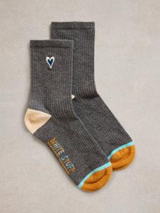 Органические носки с вышитым сердцем до щиколотки White Stuff, Dark Grey