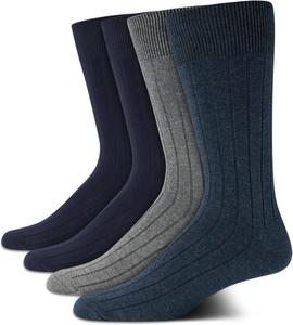 Мужские носки Calvin Klein Crew Socks - 4 пары, легкие, влагоотводящие, мягкие, спортивные носки для мужчин, для занятий спортом и бега, Navy Texture