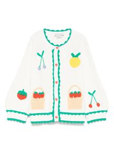 Кардиган Stella McCartney Kids с вышитыми фруктами, белый