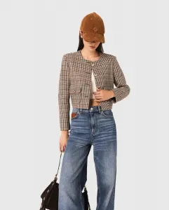 Женская короткая клетчатая куртка Maje, коричневый