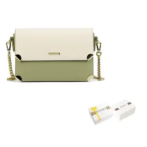 COOGI Сумка из натуральной кожи через плечо среднего размера, Matcha Green