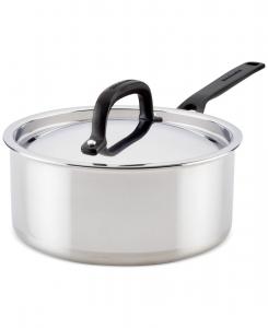 Кастрюля с крышкой, пятислойное покрытие из нержавеющей стали, объем 3 кварты (около 9,8 л) KitchenAid, цвет polished stainless steel