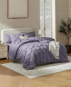 Роскошный мягкий комплект постельного белья с защипами, 7 предметов, размер California King Nestl, Gray Purple
