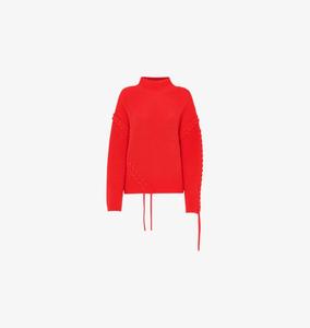 Ограниченная серия трикотажного джемпера из смеси хлопка и шнуровки в рубчик Whistles, красный