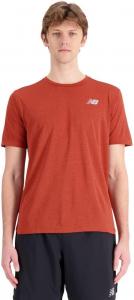 Футболка New Balance Mens Impact Run с коротким рукавом 22, Brick Red Heather