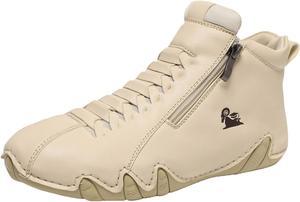 Женские и мужские повседневные модные кожаные кроссовки, противоскользящие, для вождения и ходьбы, высокие ботинки чукка, из натуральной кожи, без шнурков, легкие спортивные туфли, обувь для ходьбы и вождения, походов и кемпинга Toumov, бежевый