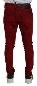 Dsqua² Хлопковые повседневные мужские джинсы с принтом тай-дай, красный