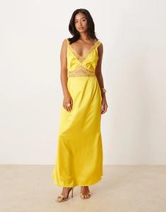 Платье-комбинация мидакси Never Fully Dressed Petite Mimi желтого цвета