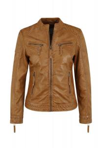 Кожаная куртка Sassari со стильными карманами на молнии 7eleven, цвет Cognac