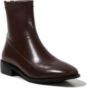 Женские ботильоны LEHOOR с квадратным носком, закрытые, на щиколотку, с массивным каблуком, молния сзади, однотонные, низкие каблуки, для женщин, матовая кожа, для вечеринок, размеры 4-11 US, Brown