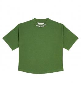 Футболка из хлопкового джерси с логотипом Palm Angels Kids, зеленый