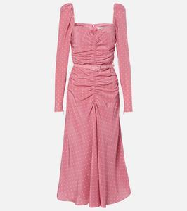 Длинное шелковое платье в горошек Alessandra Rich, цвет pink-white