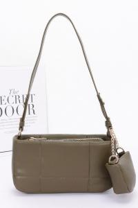 Женская стеганая сумка через плечо из искусственной кожи с чехлом для AirPods FASHNZFAB, оливковый