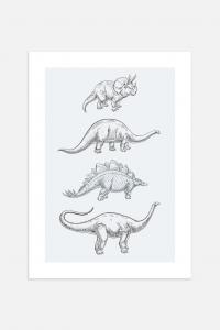 Плакаты с динозаврами Postery, 30x40 см, синий