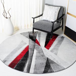 Ковер SAFAVIEH, 201 x 201 см, Hollywood Collection, круглый, Grey & Red, дизайн в стиле Mid-Century Modern, без линьки и простой в уходе, идеален для помещений с высокой проходимостью в гостиной, спальне (HLW710Q)