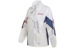 Женская вязаная куртка с цветным принтом и буквами бежевого цвета Nike