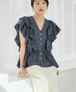 Блузка с оборками по краю Noble, цвет Blue A