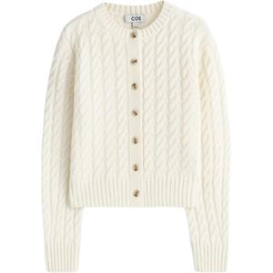 COS Кардиган женский вязаный с круглым вырезом цвета ivory
