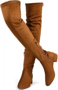 Женские высокие сапоги Greatonu выше колена, утепленные зимние сапоги с боковой молнией и шнуровкой сзади, модные ботфорты, Camel-1.77 Inchs